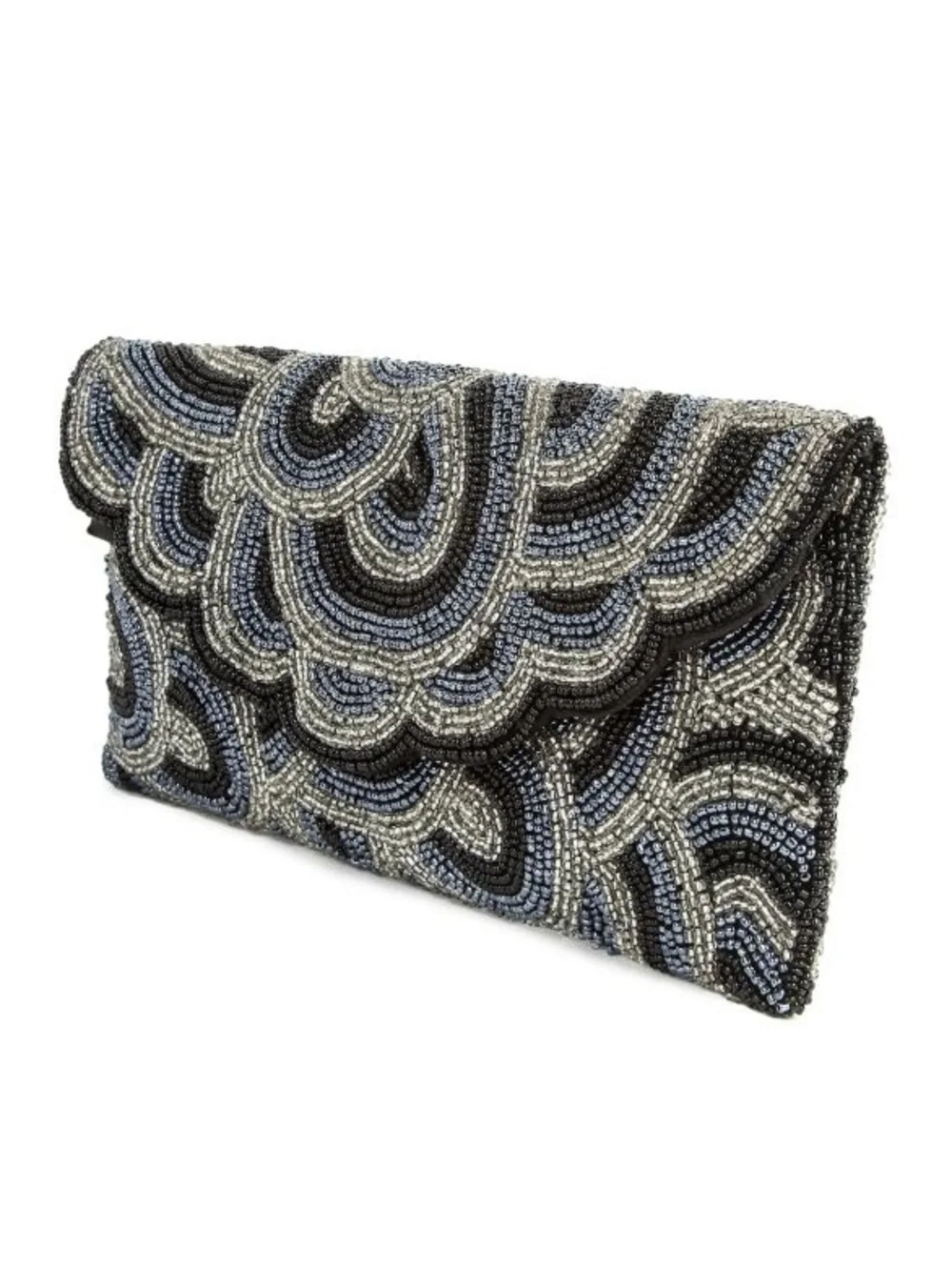 Beaded Black and Silver Evening Clutch